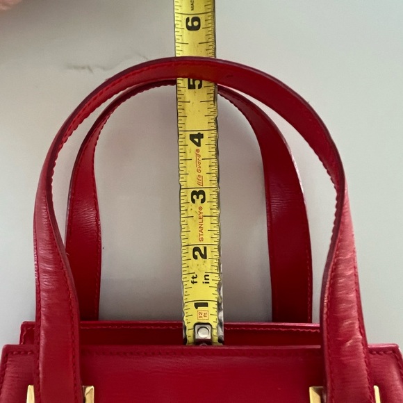 Vintage Christian Dior Red Textured Leather Mini Top Handle Handbag with Gold HW - Picture 14 of 15